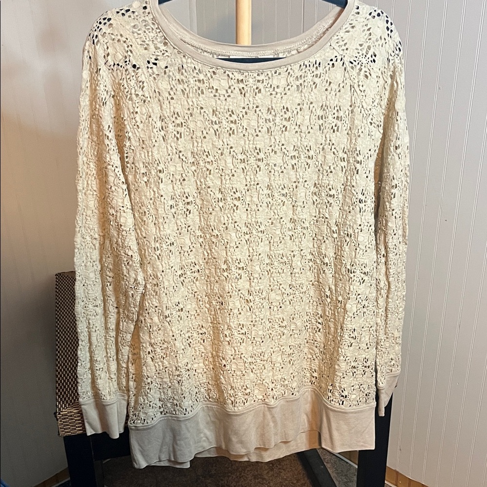 Chico's Beige Lace Knit Top, Size 2